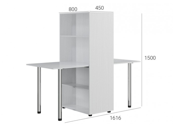 Двойно бюро с етажерка KC-01 (бяло структорен)